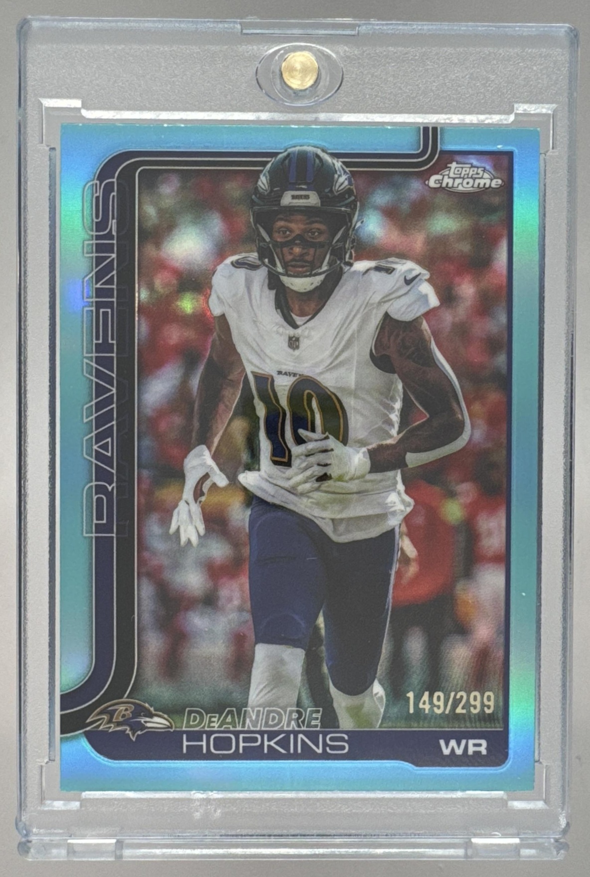 Card image for 2025 Topps Chrome DeAndre Hopkins Teal Refractor /299 #20 Ravens