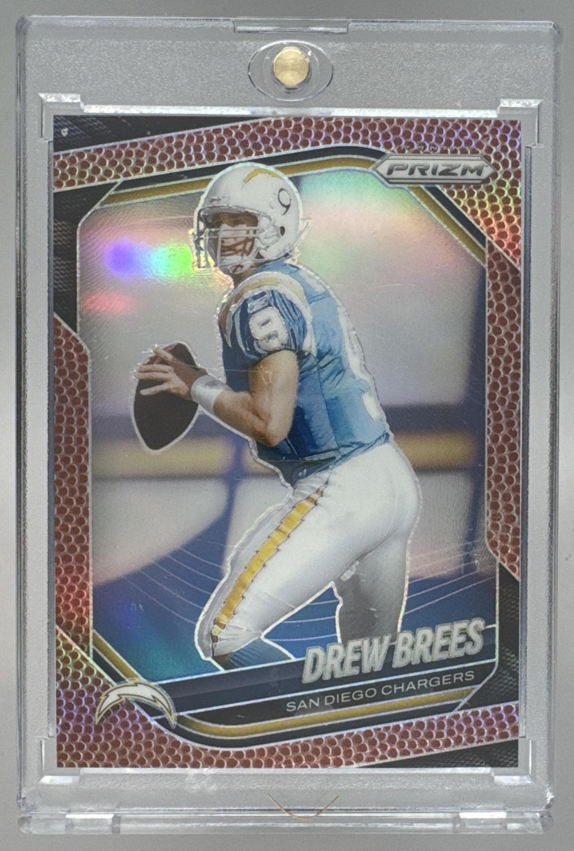 Card image for 2025 Panini Football Prizm Drew Brees Pigskin /180 #266 San Diego Chargers