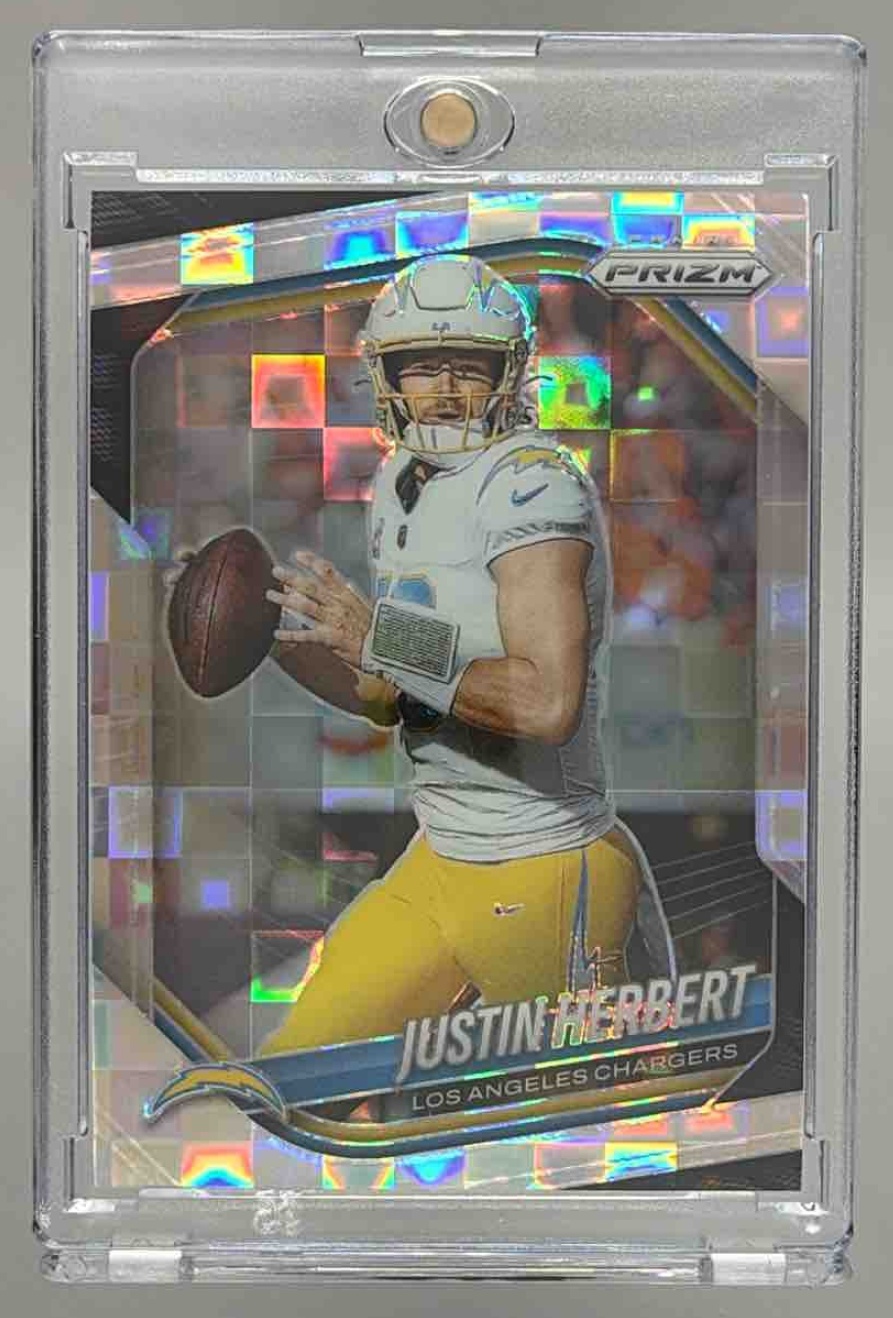 Card image for 2025 Panini Football Prizm Justin Herbert Pandora /400 #215 Los Angeles Chargers