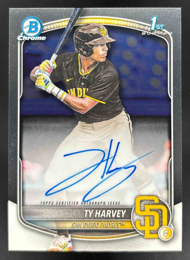 Card image for 2025 Bowman Draft Ty Harvey Chrome Prospect Auto #CPA-TH Padres