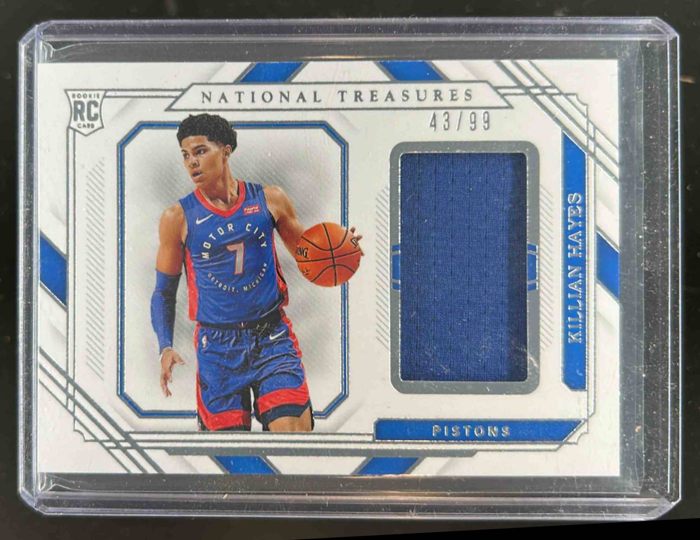Card image for 2020-21 Panini National Treasures Killian Hayes Rookie Materials 43 /99 #RM1-KLH MEM RC