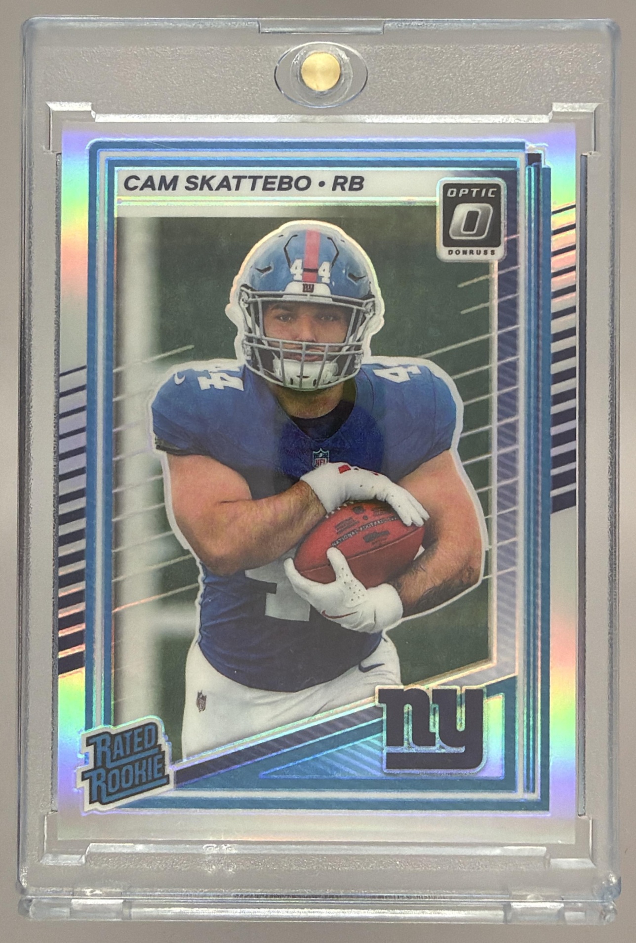 Card image for 2025 Panini Donruss Optic Cam Skattebo Rated Rookie Holo Prizm #228 Giants