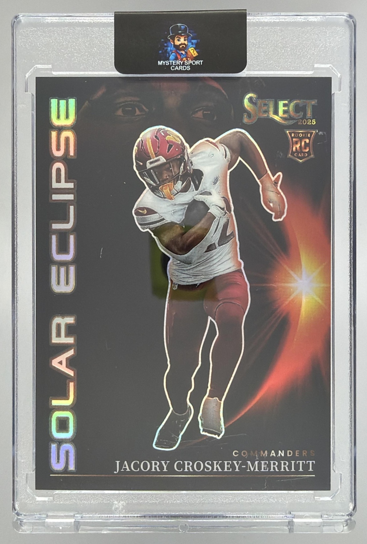Card image for 2025 Panini Select Jacory Croskey-Merritt Premier Level Blue Prizm /175 #188 RC Commanders