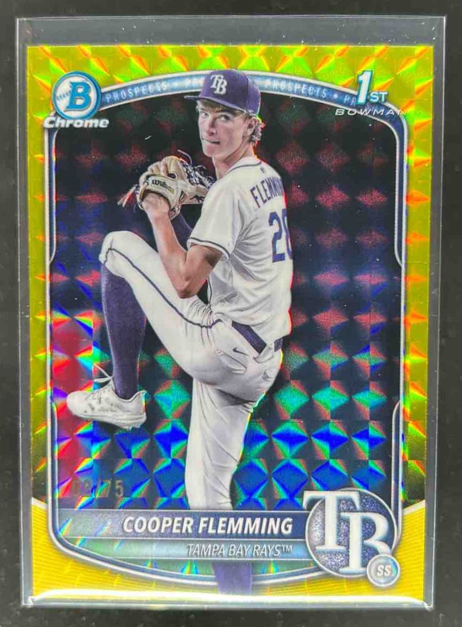 Card image for Cooper Flemming 2025 Bowman Draft Chrome Yellow Geometric Refractor /75