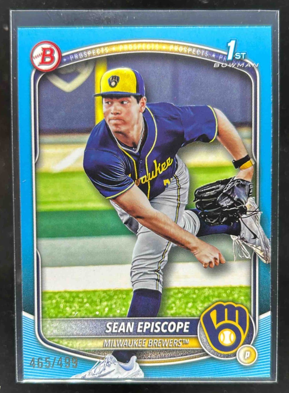 Card image for Sean Episcope 2025 Bowman Draft Sky Blue Border /499