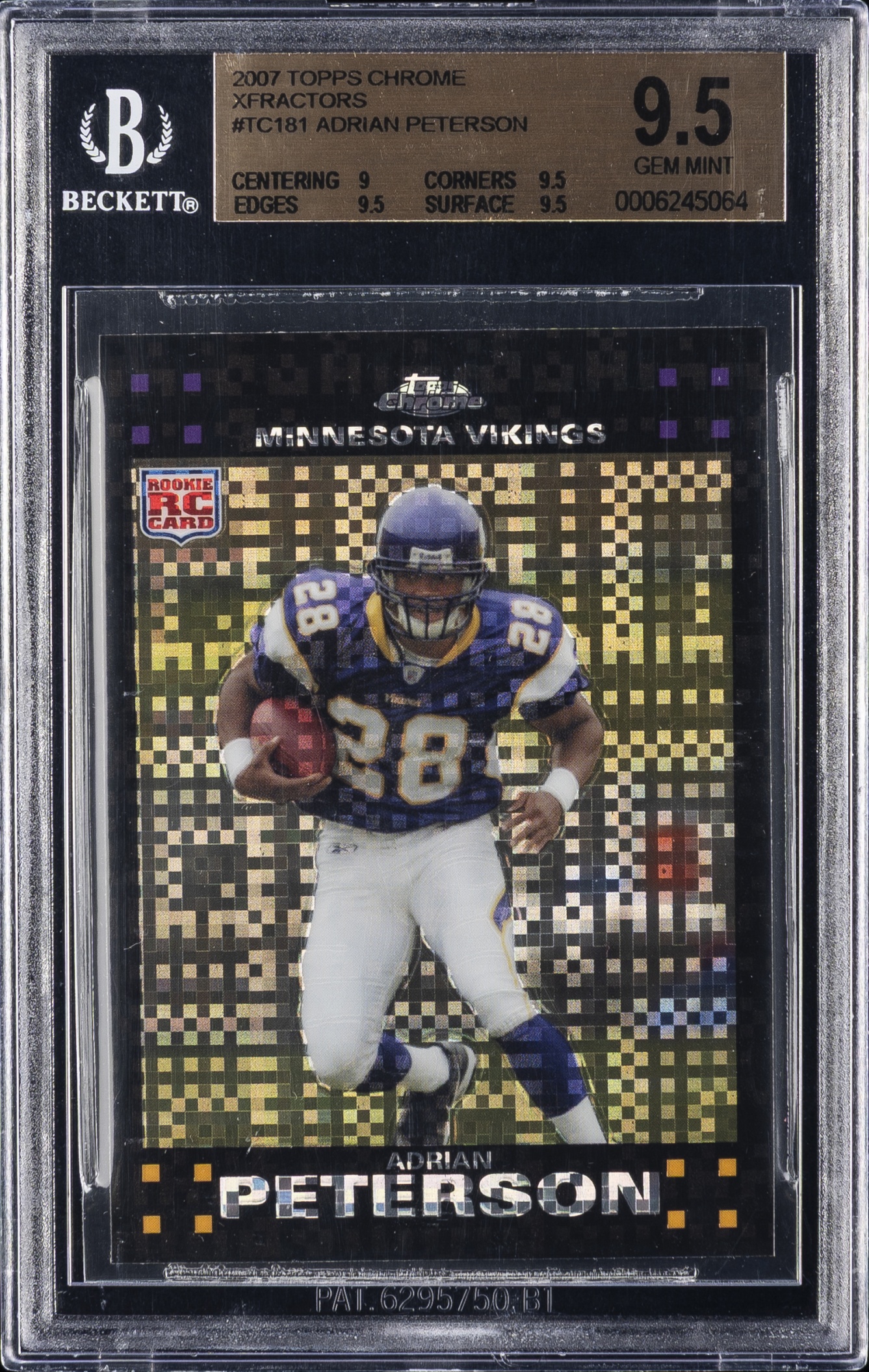 2007 Topps Chrome Adrian Peterson Xfractors #TC181 RC Vikings BGS 9.5