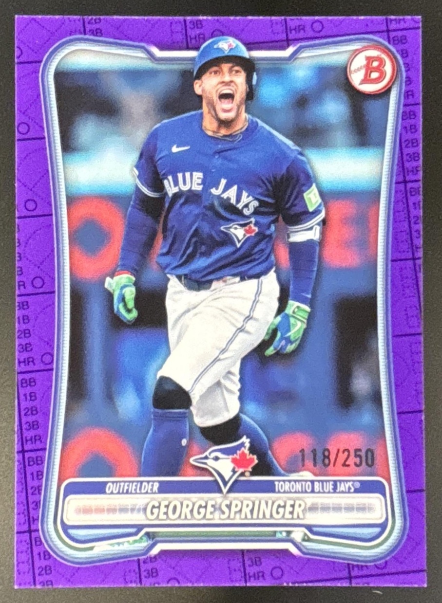 Card image for George Springer 2026 Bowman Purple Pattern /250 Toronto Blue Jays