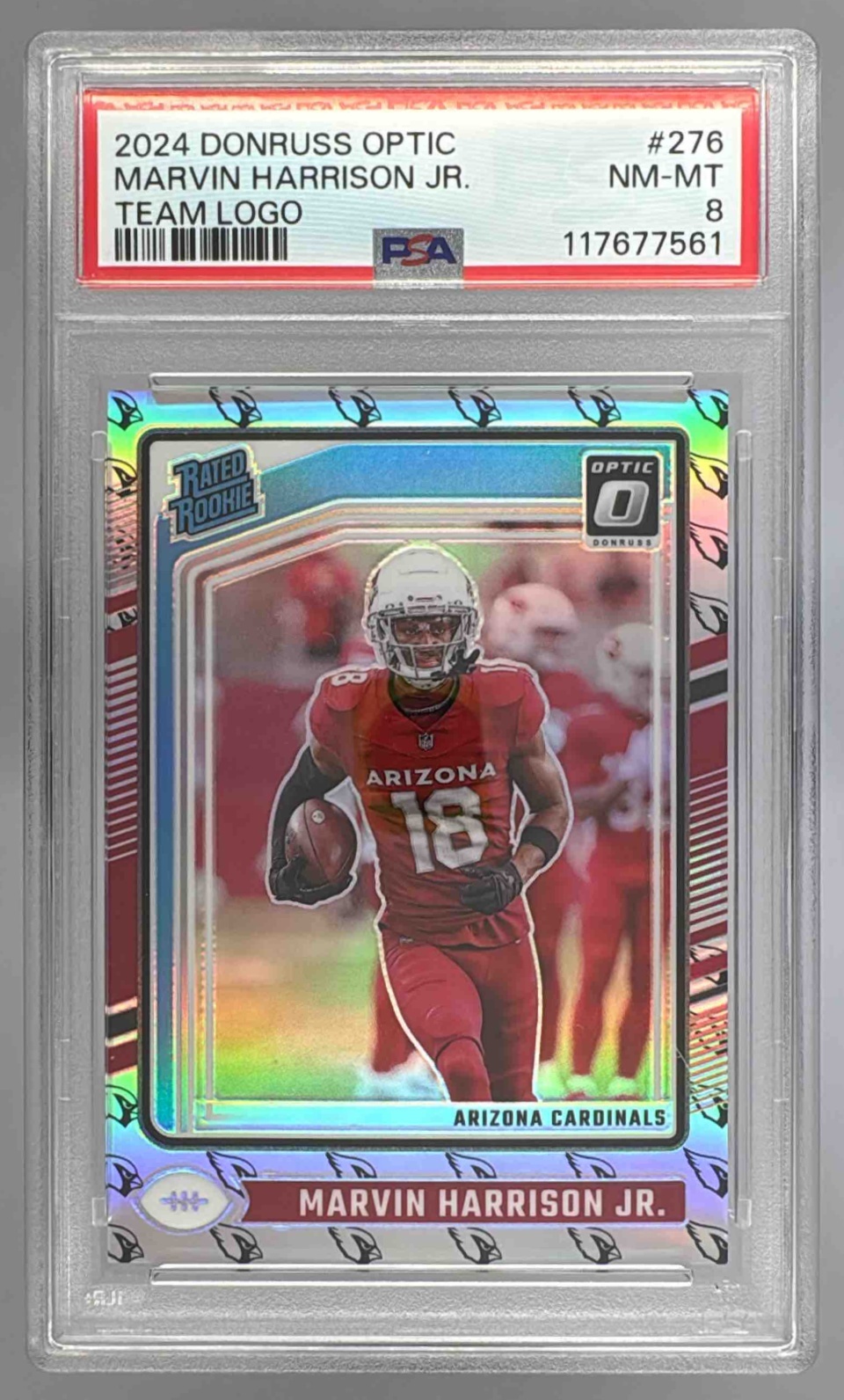 Card image for 2024 Panini Donruss Optic Marvin Harrison Jr. Team Logo /32 #276 Rated Rookie Cardinals