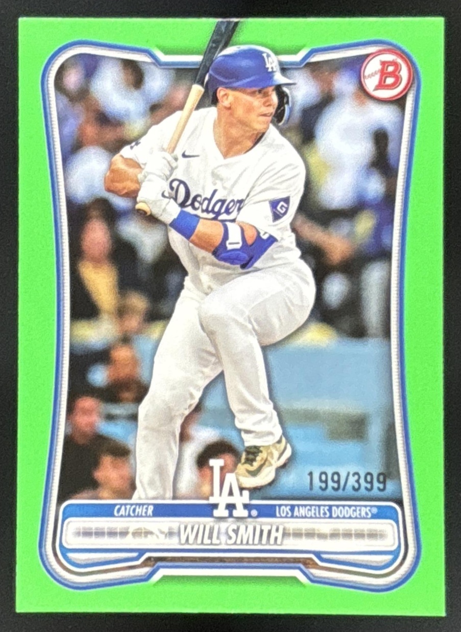 Card image for Will Smith 2026 Bowman Neon Green Border /399 Los Angeles Dodgers