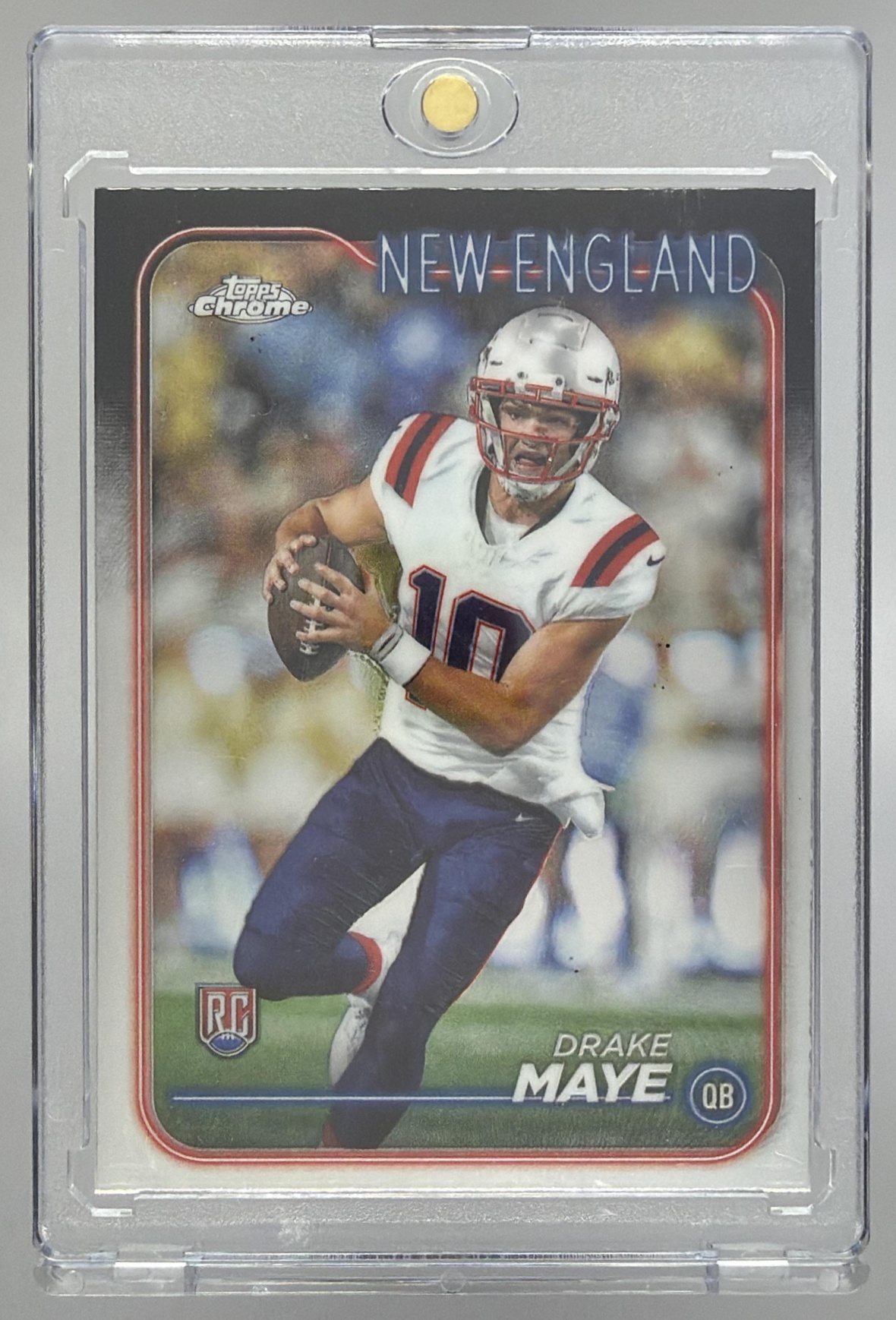 Card image for 2024 Topps Football Chrome Drake Maye #203 RC New England Patriots