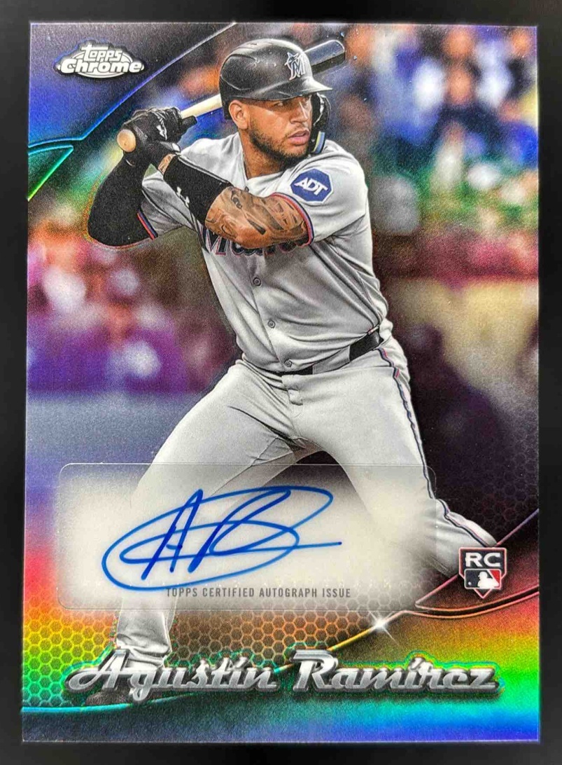 Card image for 2025 Topps Chrome Update Agustin Ramirez ography #CHRU-AR RC Auto Marlins