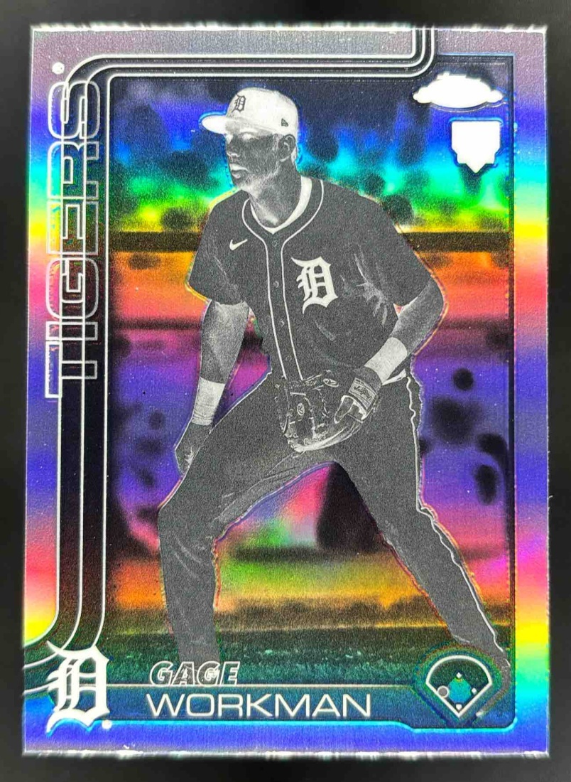 Card image for 2025 Topps Chrome Update Gage Workman Negative Refractor #USC21 RC Tigers