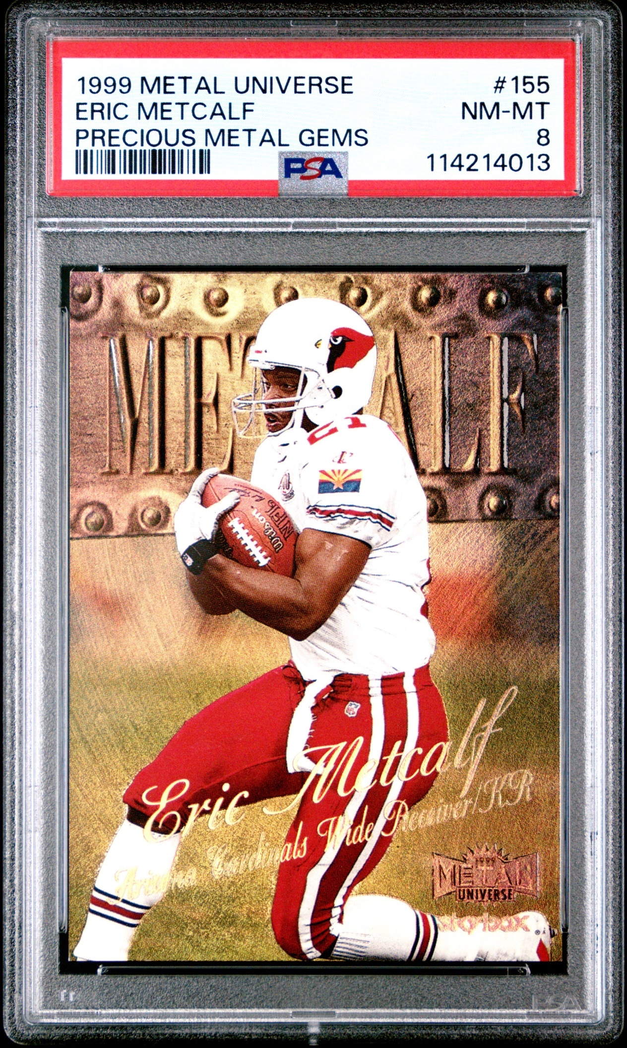 1999 Skybox Metal Universe Eric Metcalf Precious Gems /50 #155 Cardinals PSA 8