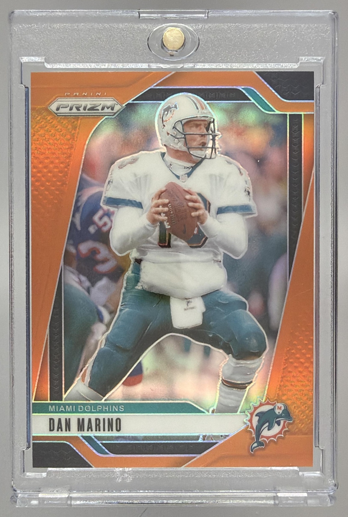 Card image for 2024 Panini Football Prizm Dan Marino Orange /249 #182 Miami Dolphins