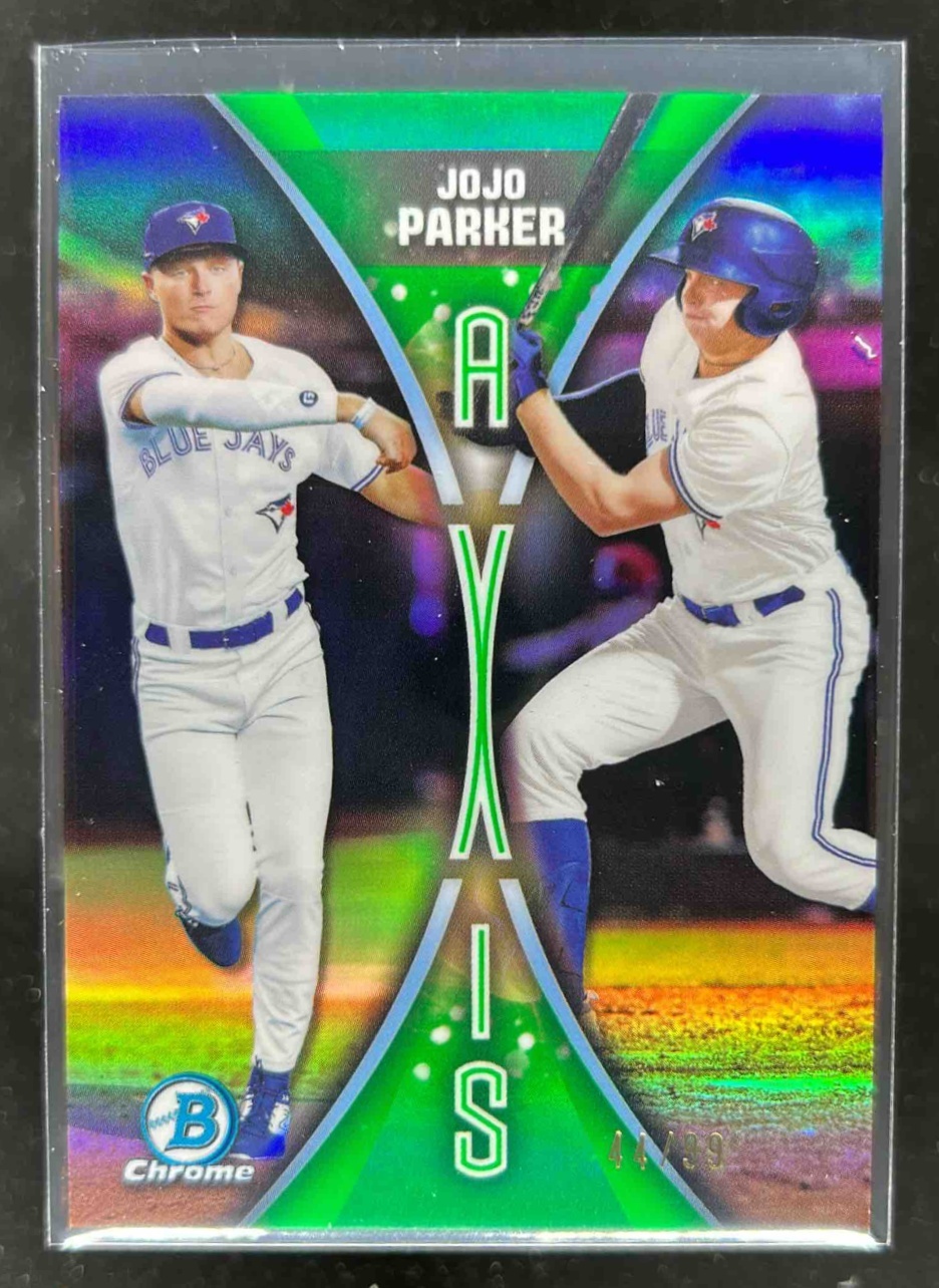 Card image for JoJo Parker 2025 Bowman Draft Axis Green Refractor /99