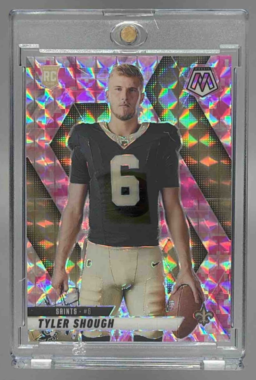 Card image for 2025 Panini Mosaic Tyler Shough Rookie Variation Silver Prizm #273 RC Saints