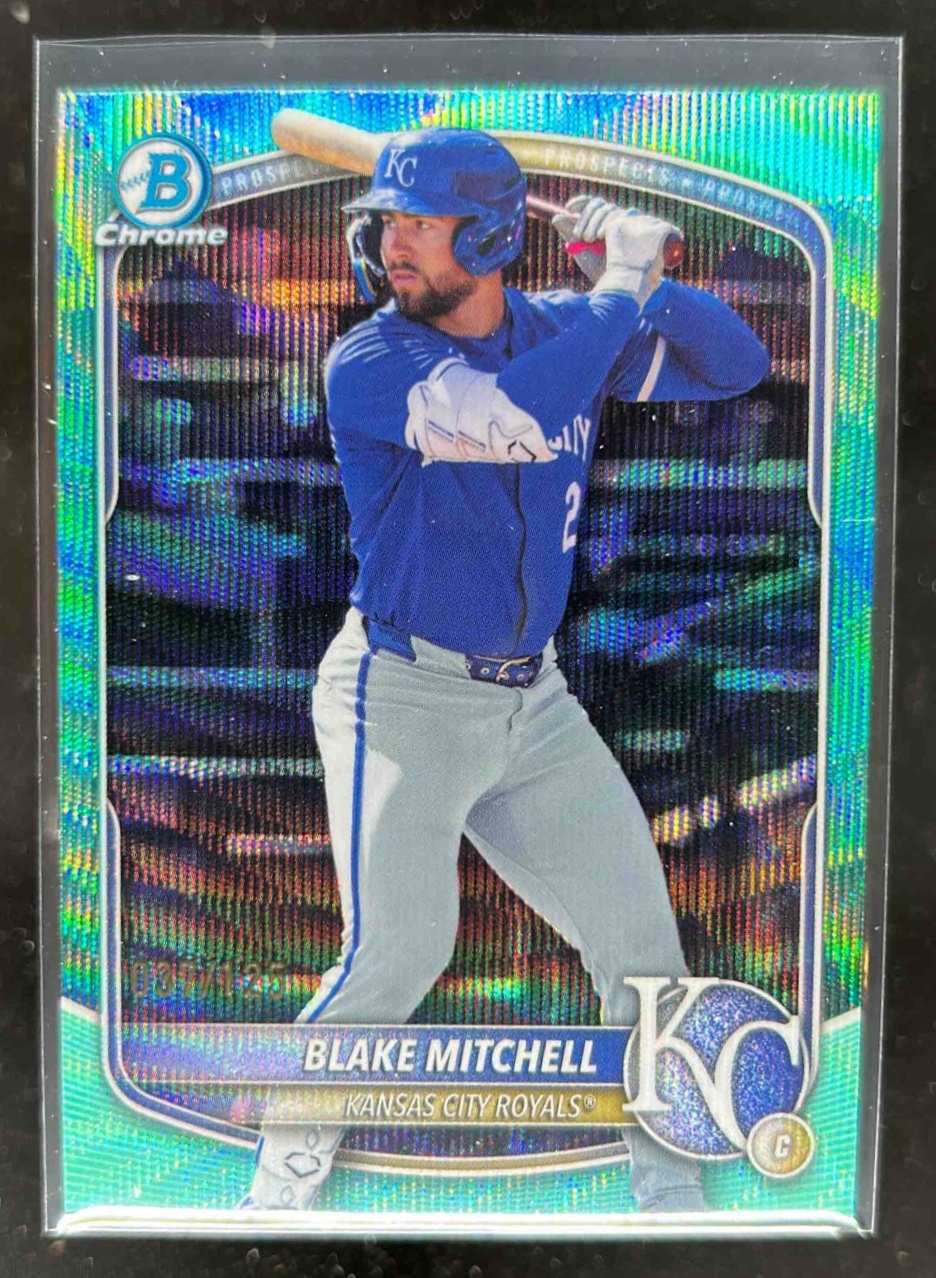 Card image for Blake Mitchell 2025 Bowman Draft Chrome Aqua Wave Refractor /125