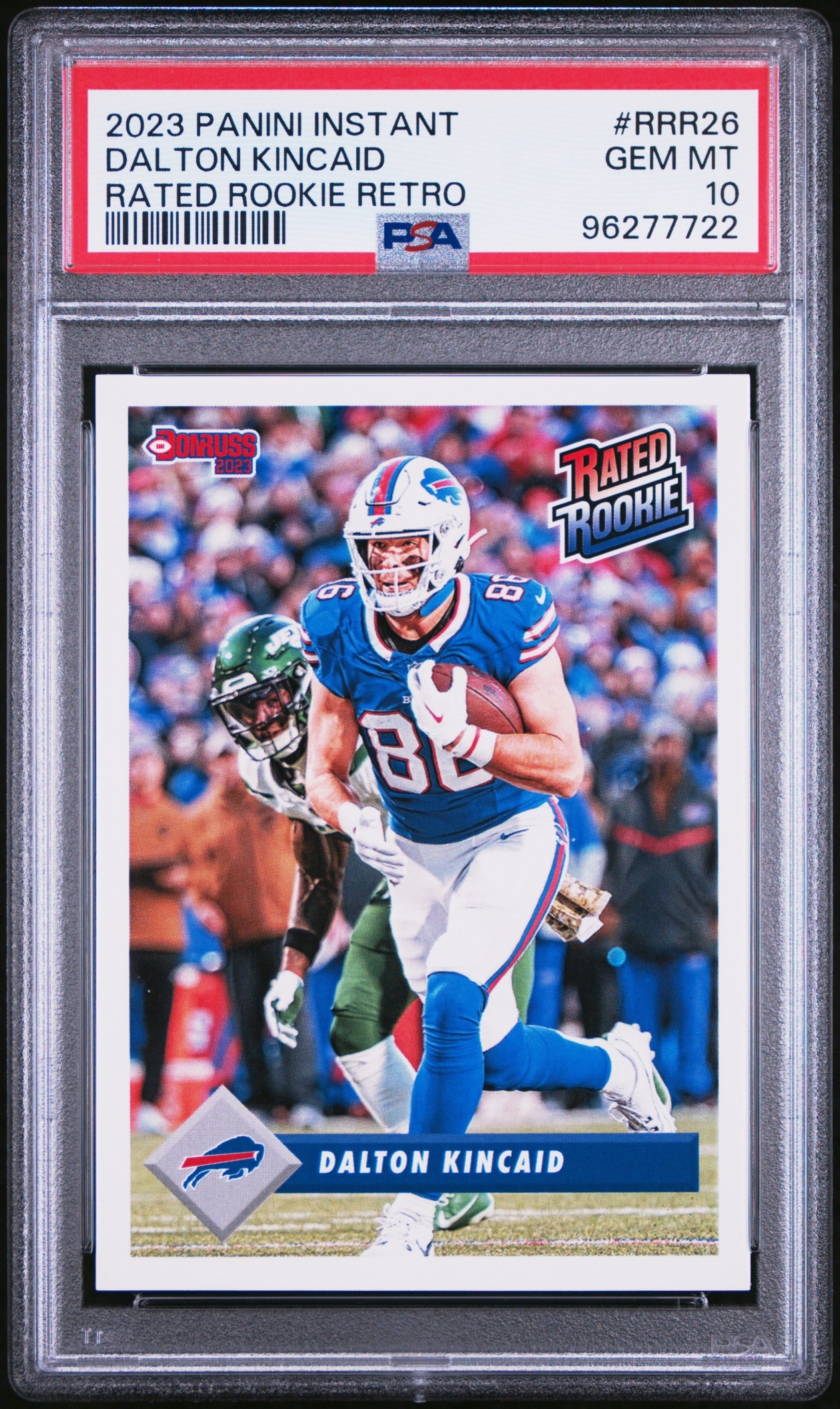 Card image for 2023 Panini Donruss Dalton Kincaid Rookie Phenom Jerseys #RPJ-DKIN MEM RC Bills