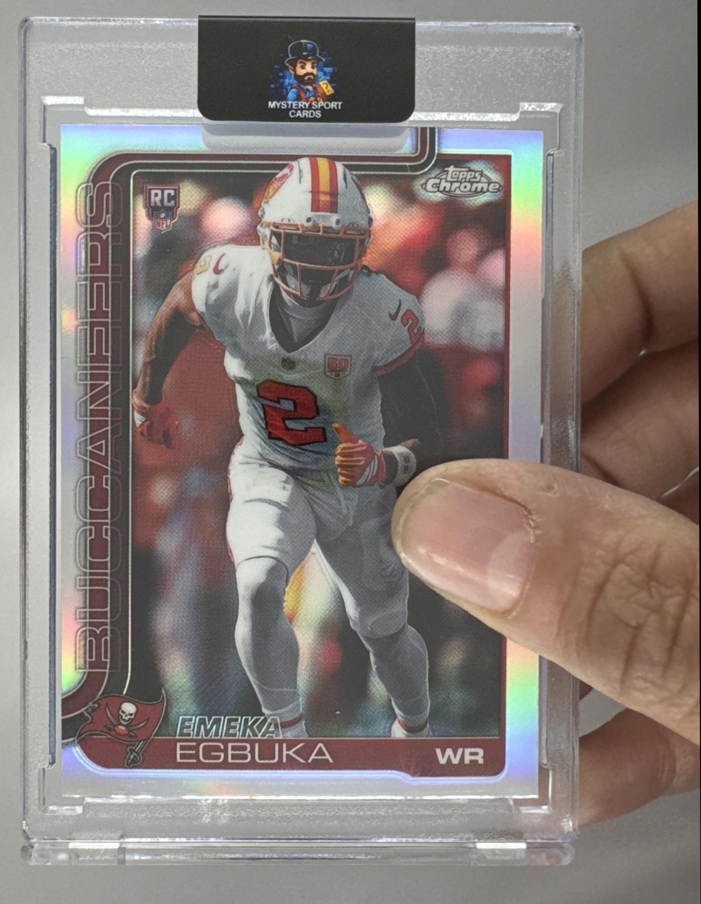 Card image for 2025 Topps Chrome Emeka Egbuka Rookie RayWave Refractor #312 RC Buccaneers