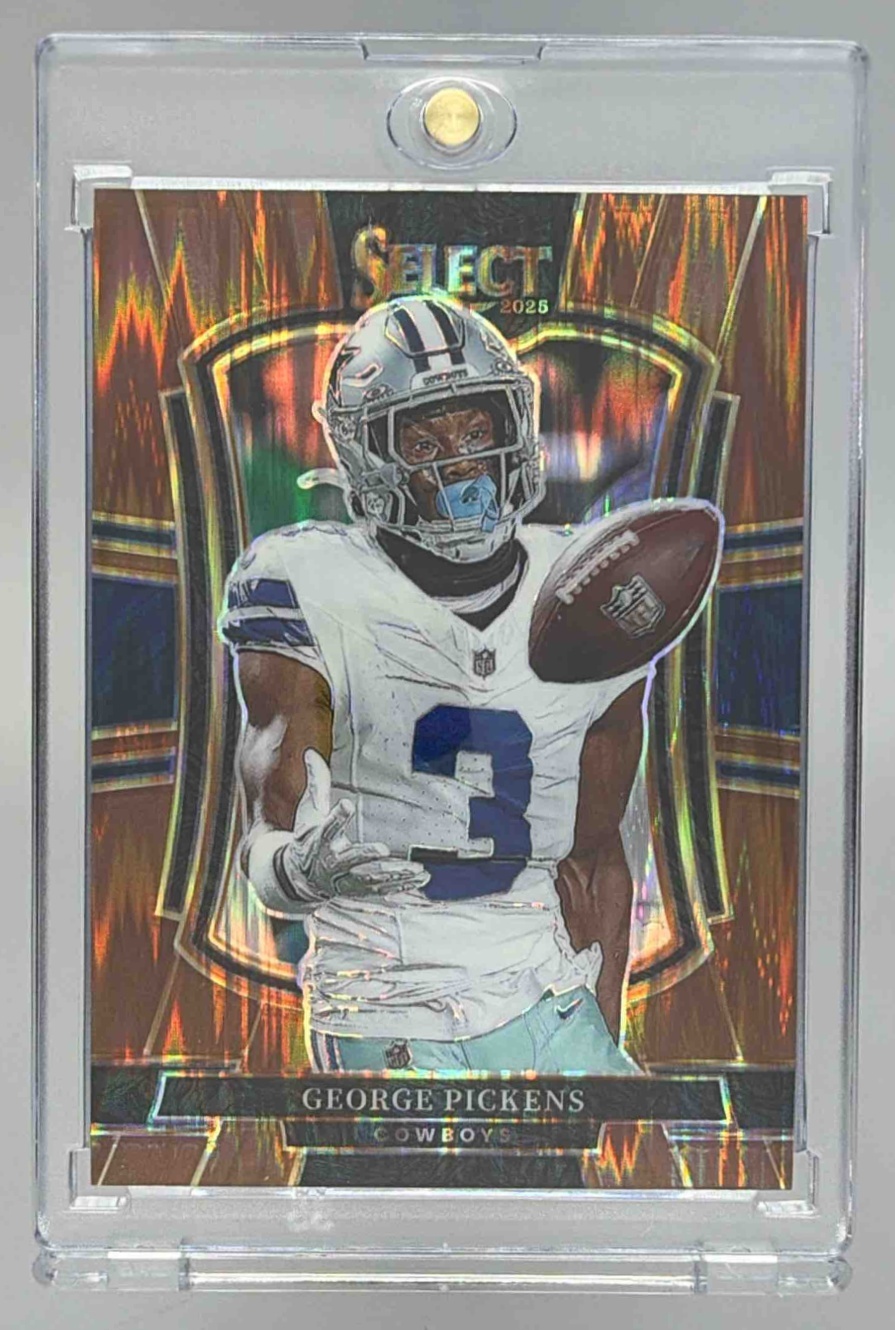 Card image for 2025 Panini Select George Pickens Premier Level Copper Prizm Shock /899 #197 Cowboys