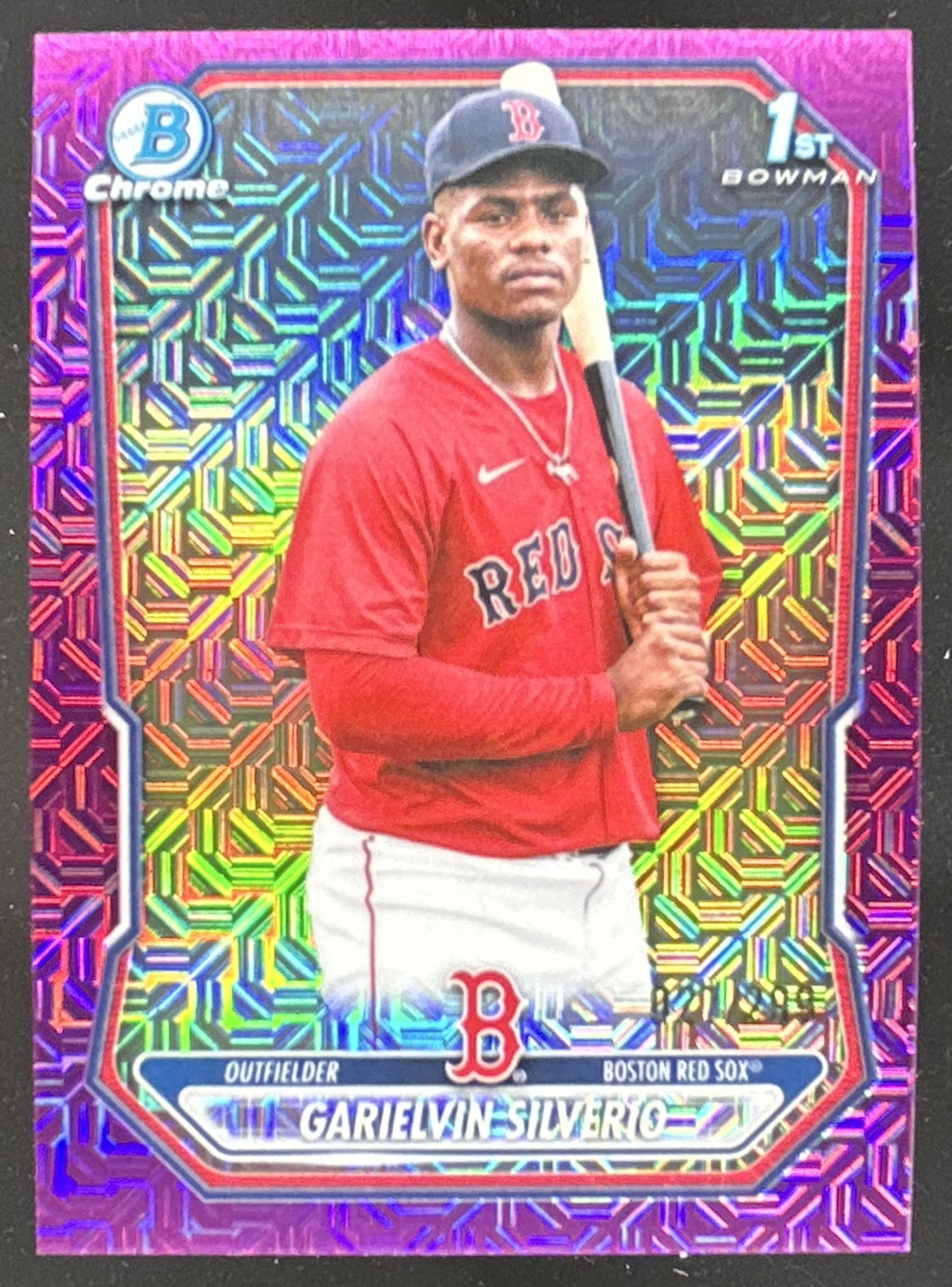 Card image for Garielvin Silverio 2026 Bowman Chrome Mega Box Prospects Fuchsia Mojo Refractor /299