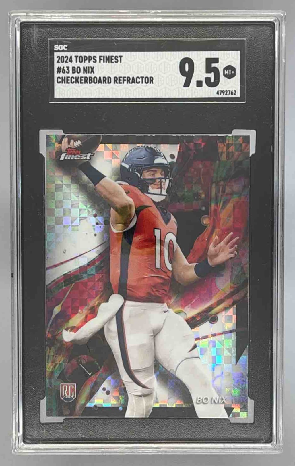 Card image for 2024 Topps Football Finest Bo Nix #63 Common RC Denver Broncos