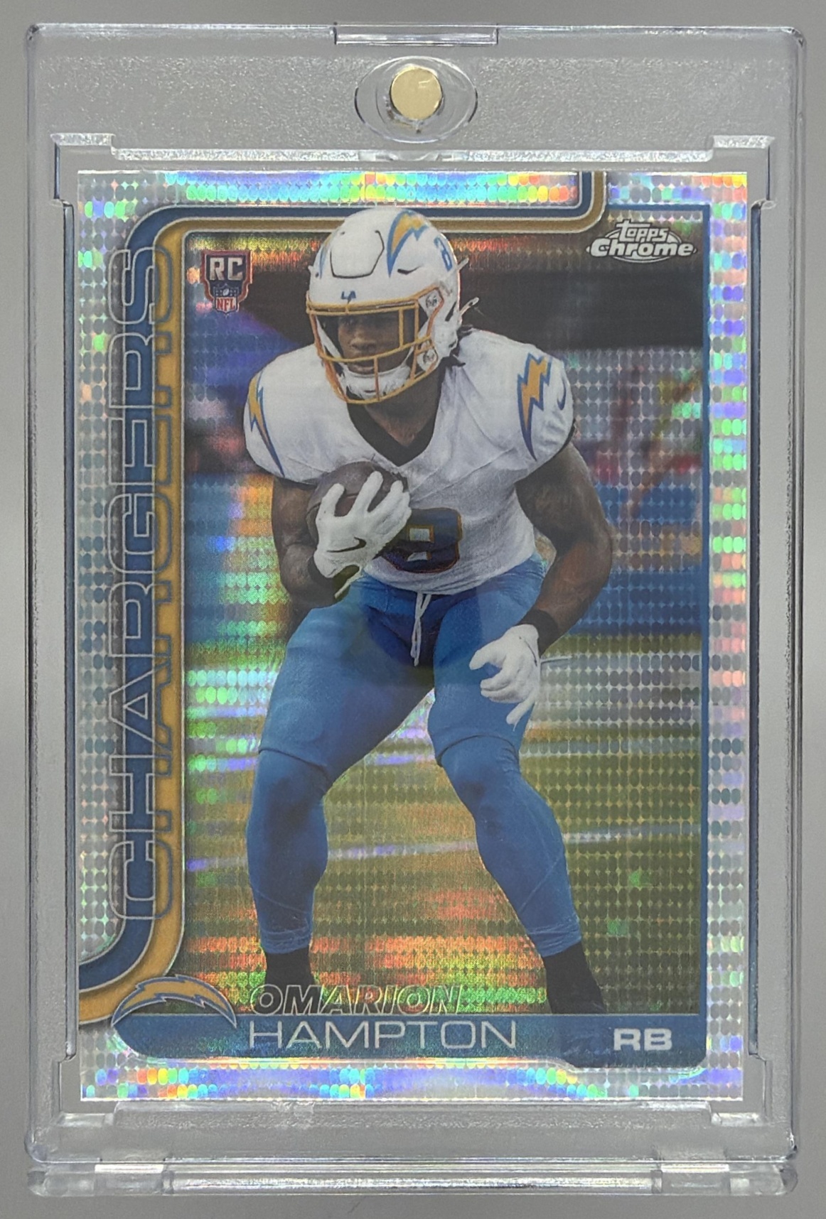 Card image for 2025 Topps Football Chrome Omarion Hampton Rookie #324 RC Los Angeles Chargers