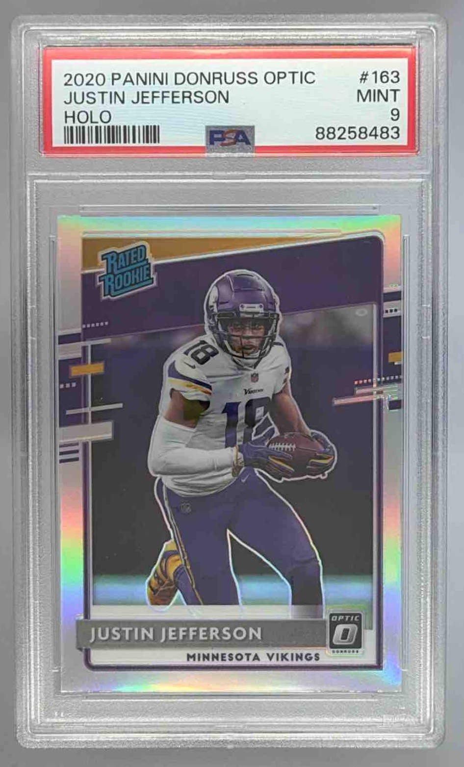 Card image for 2020 Panini Donruss Optic Justin Jefferson The Rookies Gold /10 #TR-JUJ RC Vikings