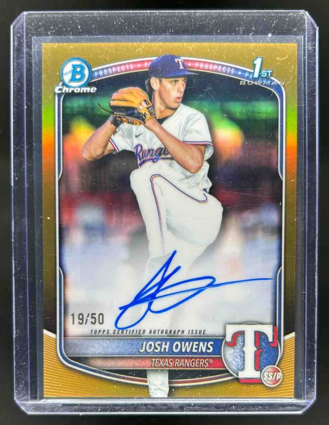 Josh Owens 2025 Bowman Draft Chrome Prospect Auto Gold Refractor /50