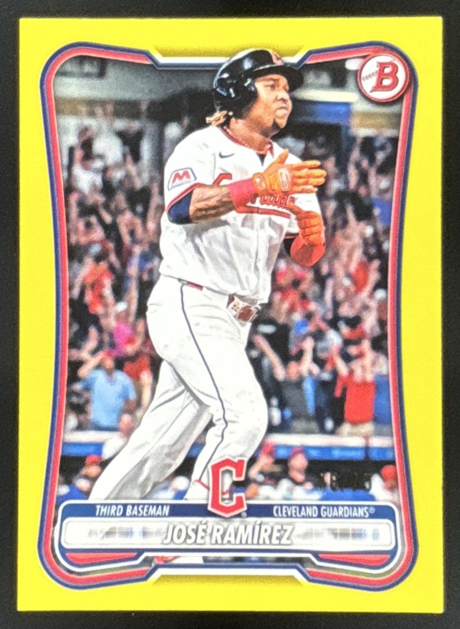 Card image for Jose Ramirez 2026 Bowman Yellow Border /75 Cleveland Guardians
