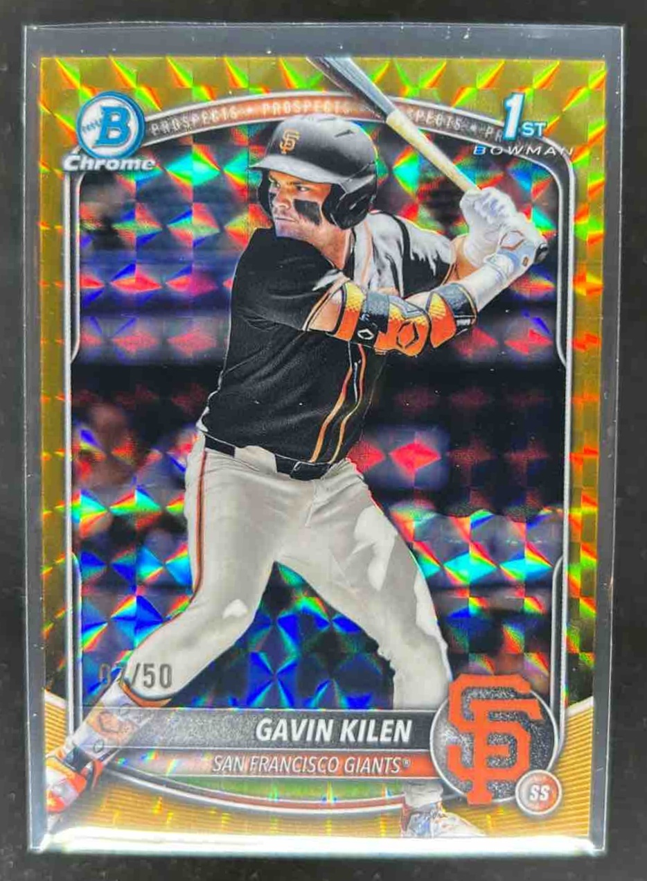 Card image for Gavin Kilen 2025 Bowman Draft Chrome Gold Geometric Refractor /50