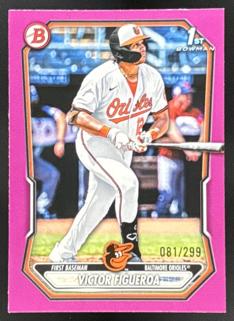 Card image for Victor Figueroa 2026 Bowman Fuchsia Border /299 Prospects Baltimore Orioles