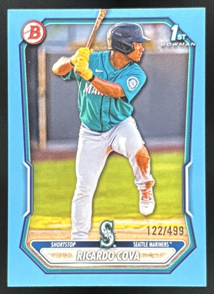Card image for Ricardo Cova 2026 Bowman Sky Blue Border /499 Prospects Seattle Mariners