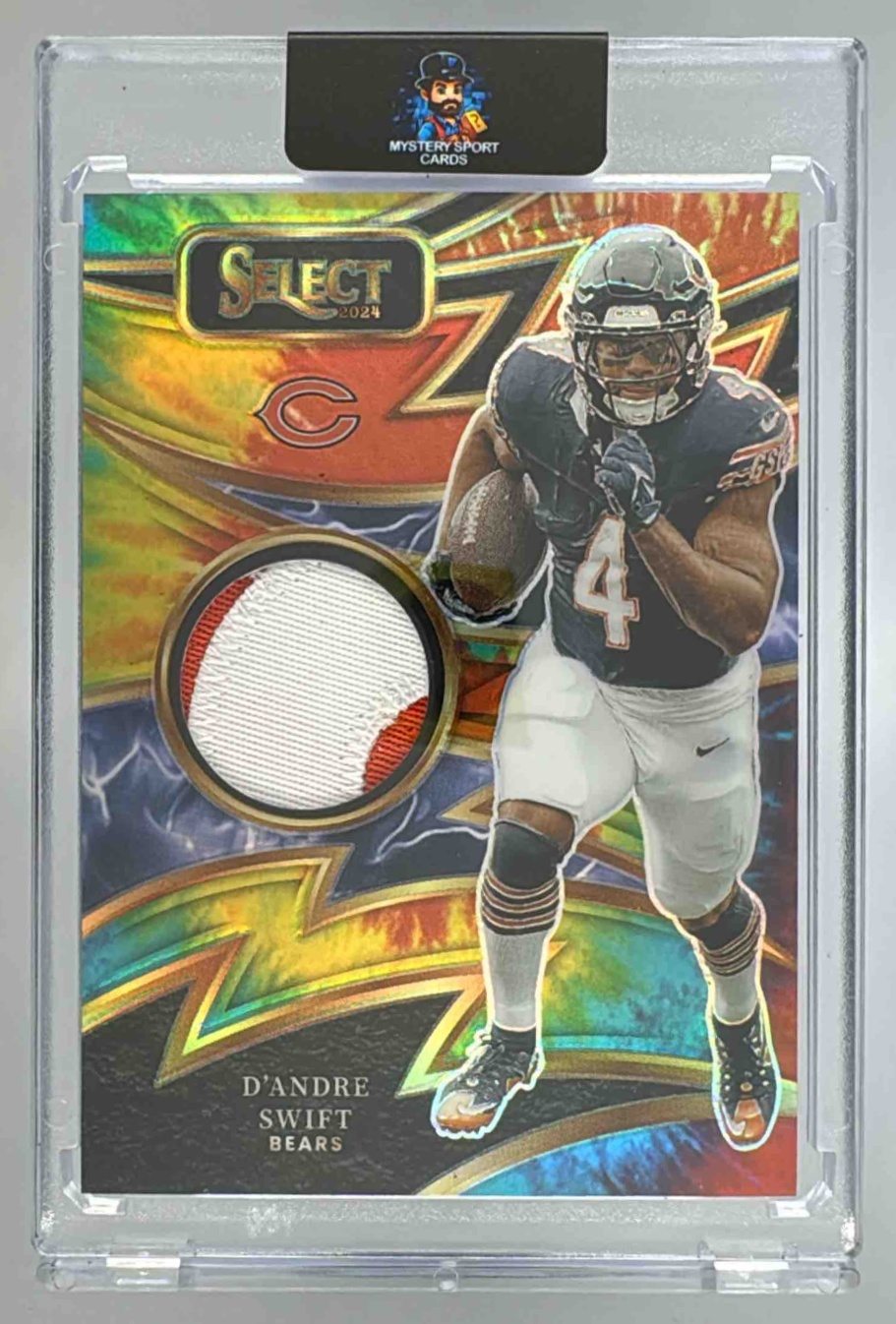 Card image for 2025 Panini Select D'Andre Swift Club Level Tie-Dye Shock Prizm /25 #272 Bears