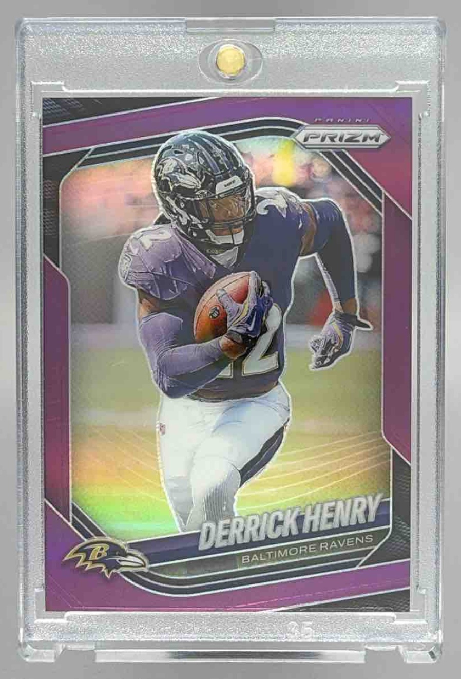 Card image for 2025 Panini Football Prizm Derrick Henry Purple /125 #168 Baltimore Ravens