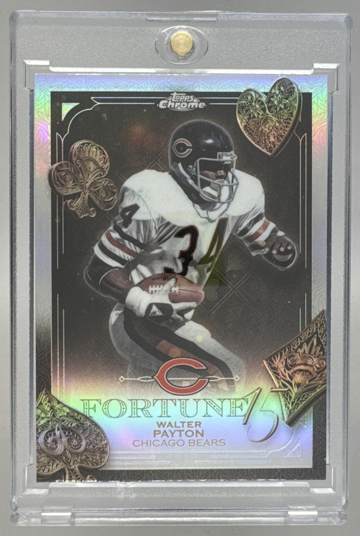Card image for 2025 Topps Chrome Walter Payton Fortune 15 Refractor #F15-34 Bears