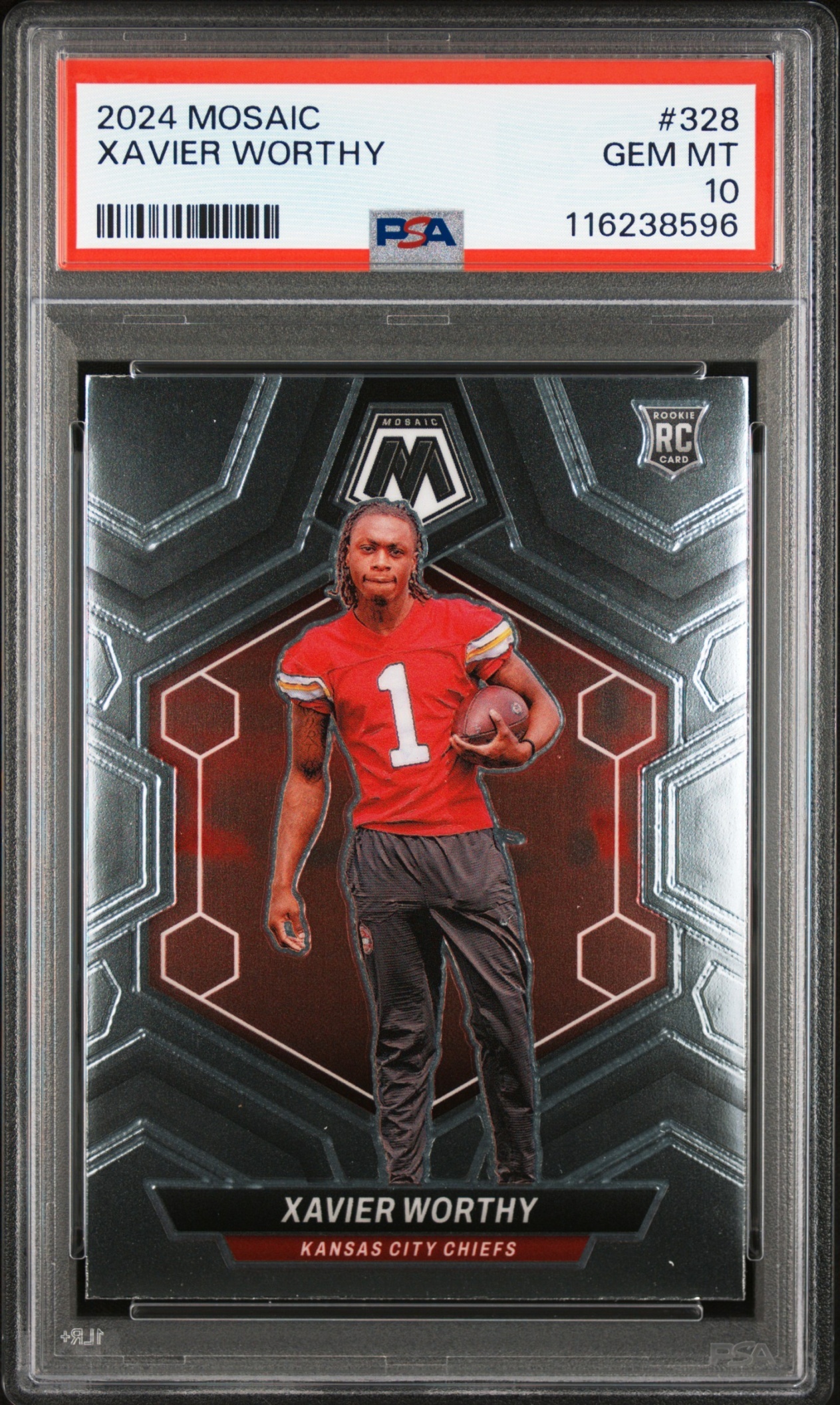 Card image for 2024 Panini Football Mosaic Xavier Worthy #328 RC Kansas City Chiefs