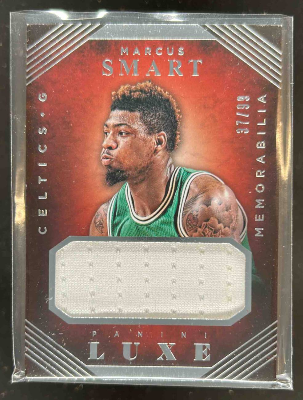 Card image for 2015-16 PANINI LUXE MARCUS SMART MEMORABILIA /99 #4 BOSTON CELTICS