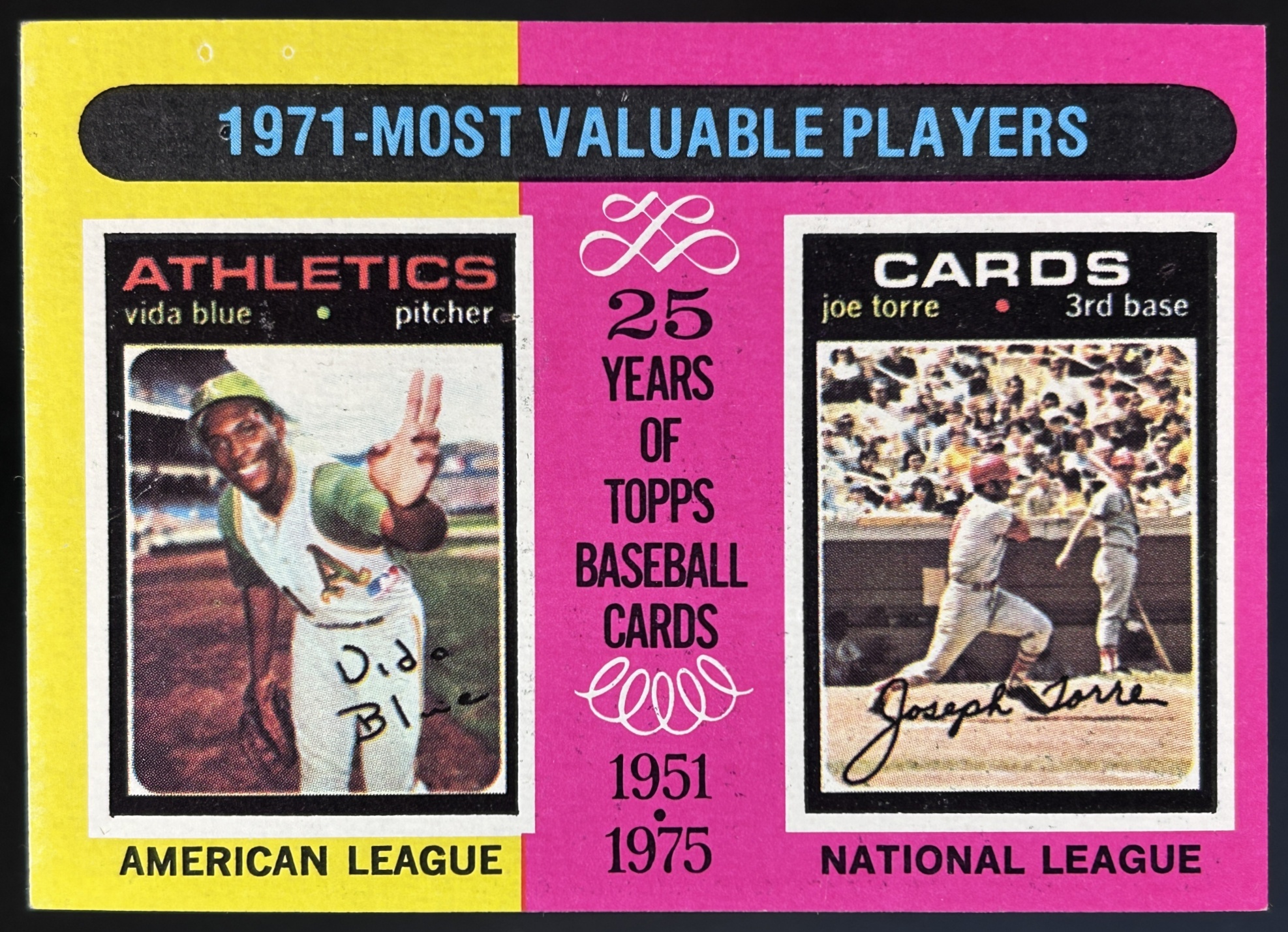 Card image for 1975 TOPPS 1971 MVPS VIDA BLUE JOE TORRE M #209