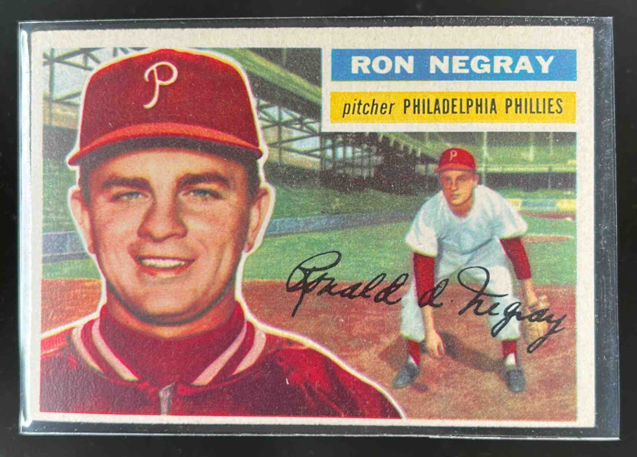 Card image for 1956 TOPPS BASEBALL RON NEGRAY #7B RC PHILADELPHIA PHILLIES
