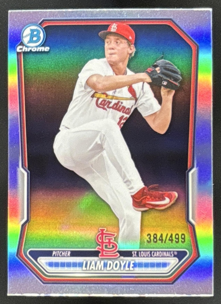 Card image for Liam Doyle 2026 Bowman Refractor /499 Chrome Prospects St. Louis Cardinals