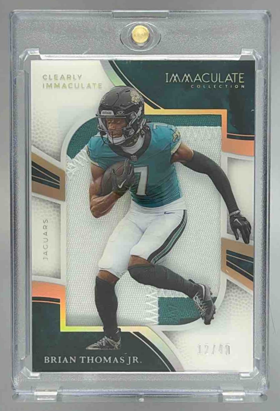 Card image for 2025 Panini Immaculate Collection Brian Thomas Jr. Clearly Jerseys /99 #CIJ-BT MEM Jaguars