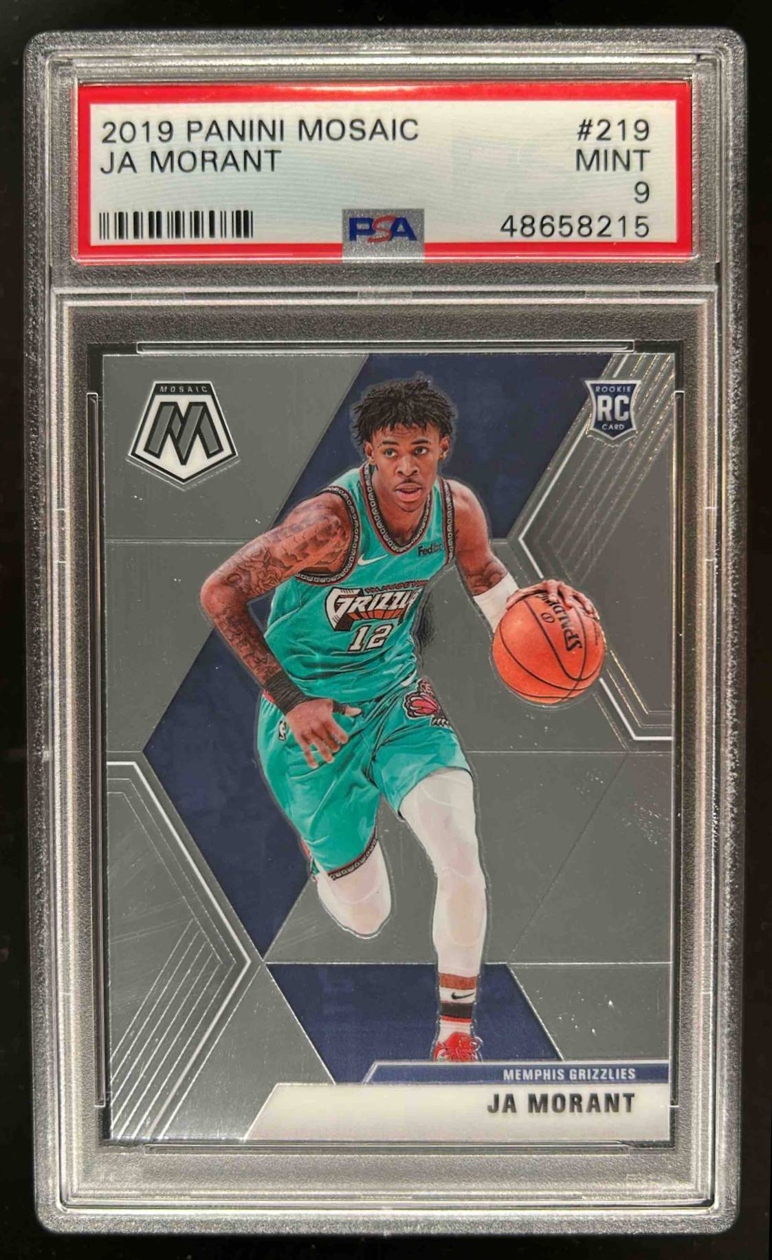 Card image for 2019-20 PANINI MOSAIC JA MORANT #219B RC PSA 9 ROOKIE MEMPHIS GRIZZLIES