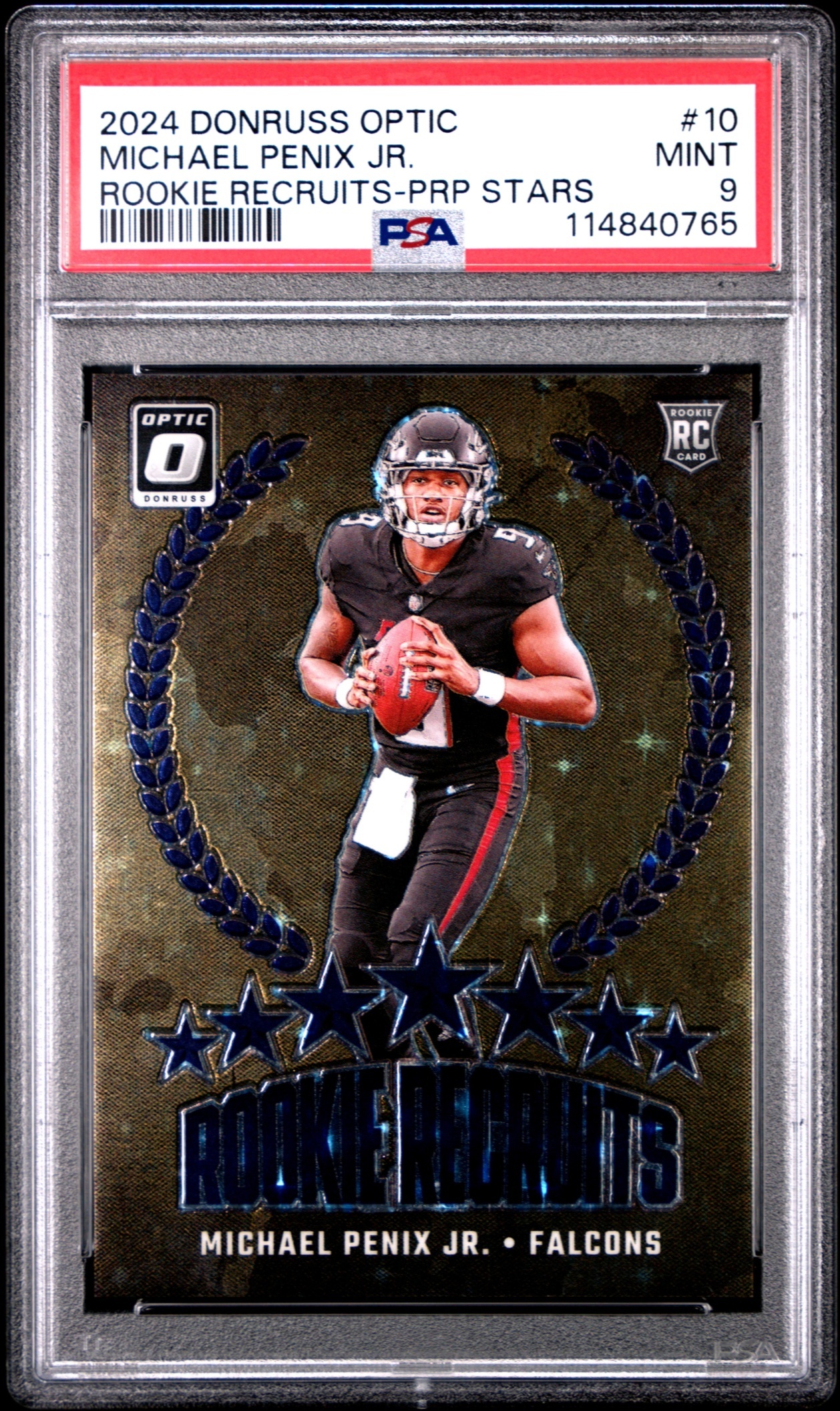 Card image for 2024 Panini Donruss Optic Michael Penix Jr. Rookie Recruits Purple Stars /25 #10 RC Falcons
