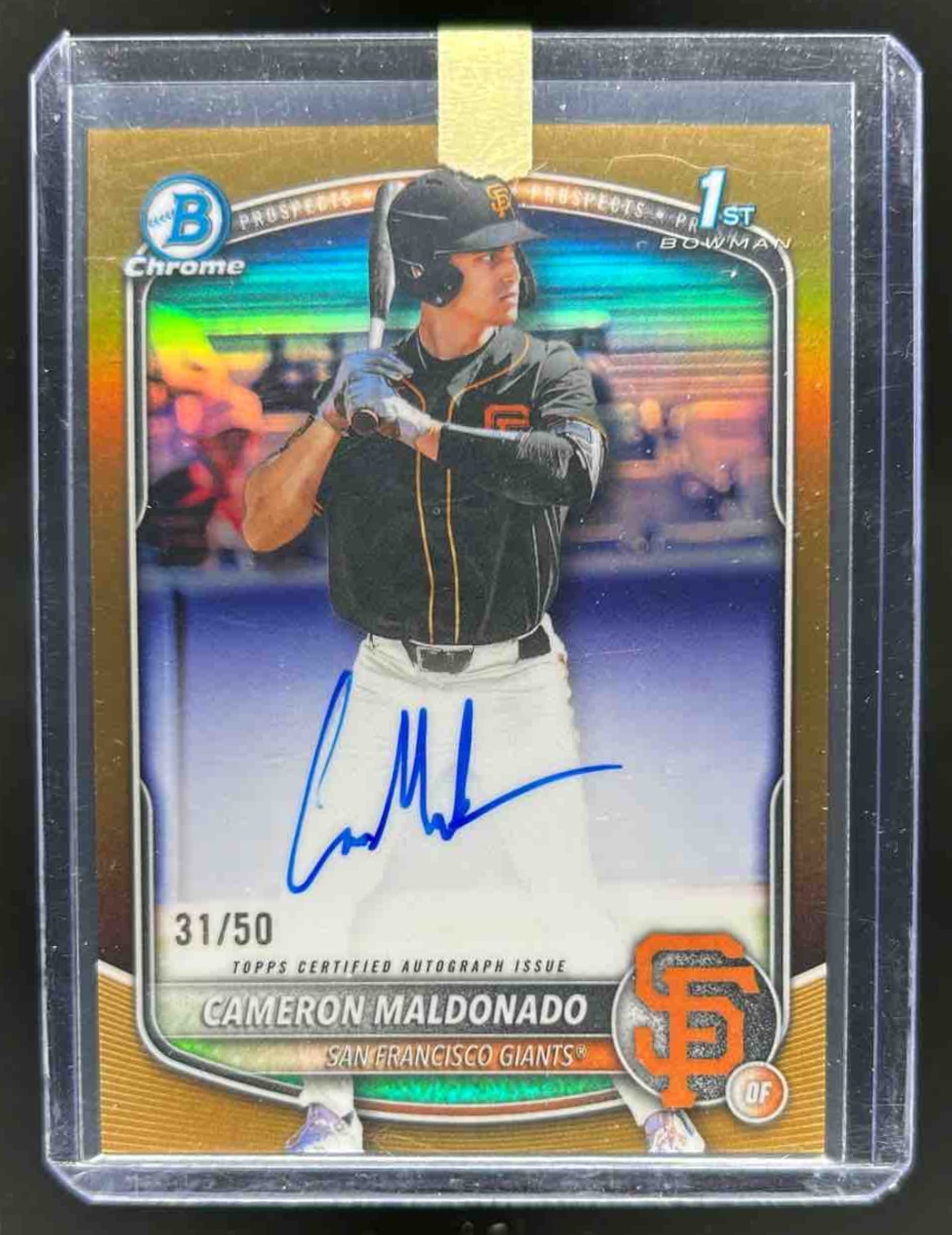 Cameron Maldonado 2025 Bowman Draft Chrome Prospect Auto Gold Refractor /50