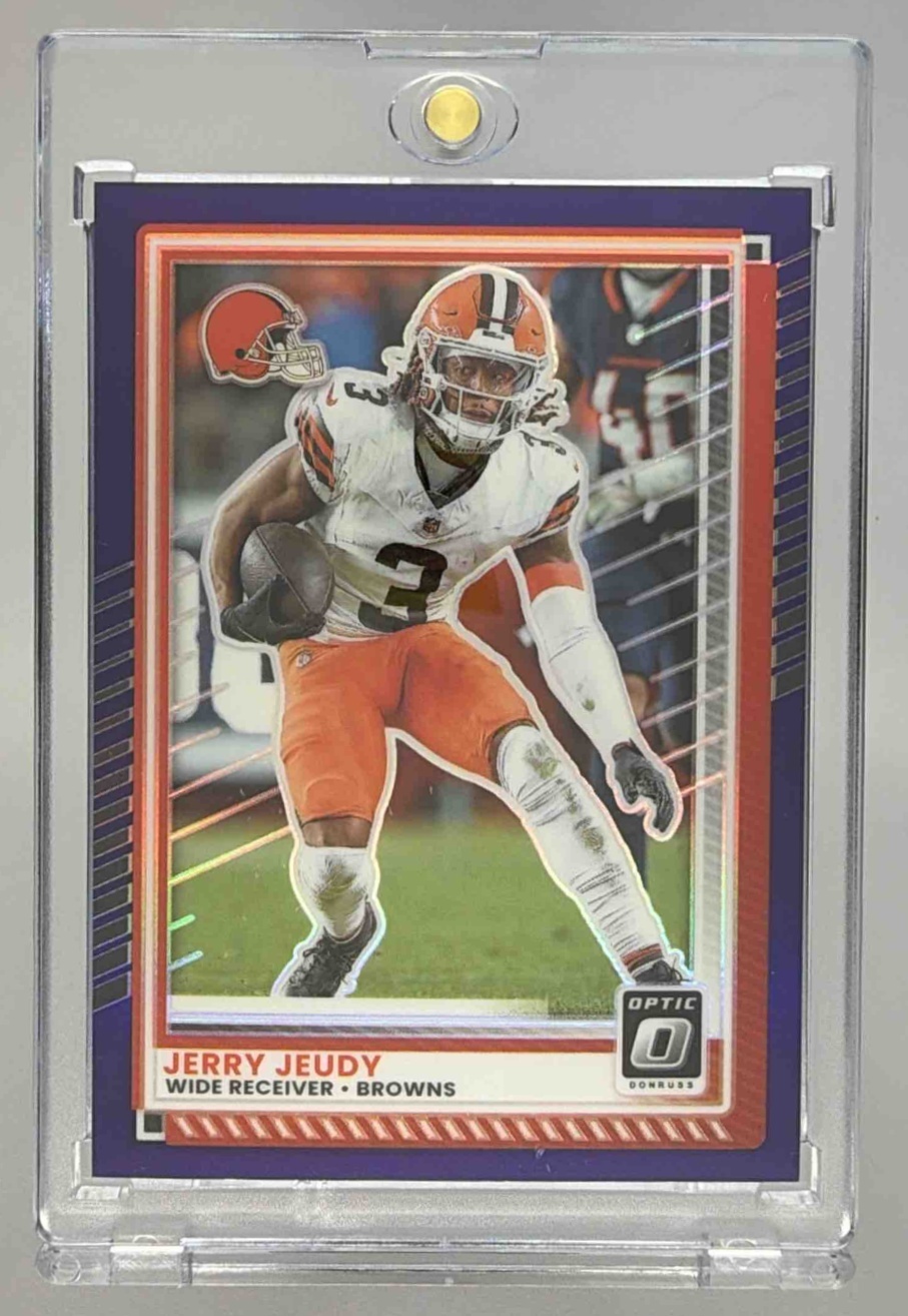 Card image for 2025 Panini Donruss Optic Jerry Jeudy Purple Prizm /60 #127 Browns