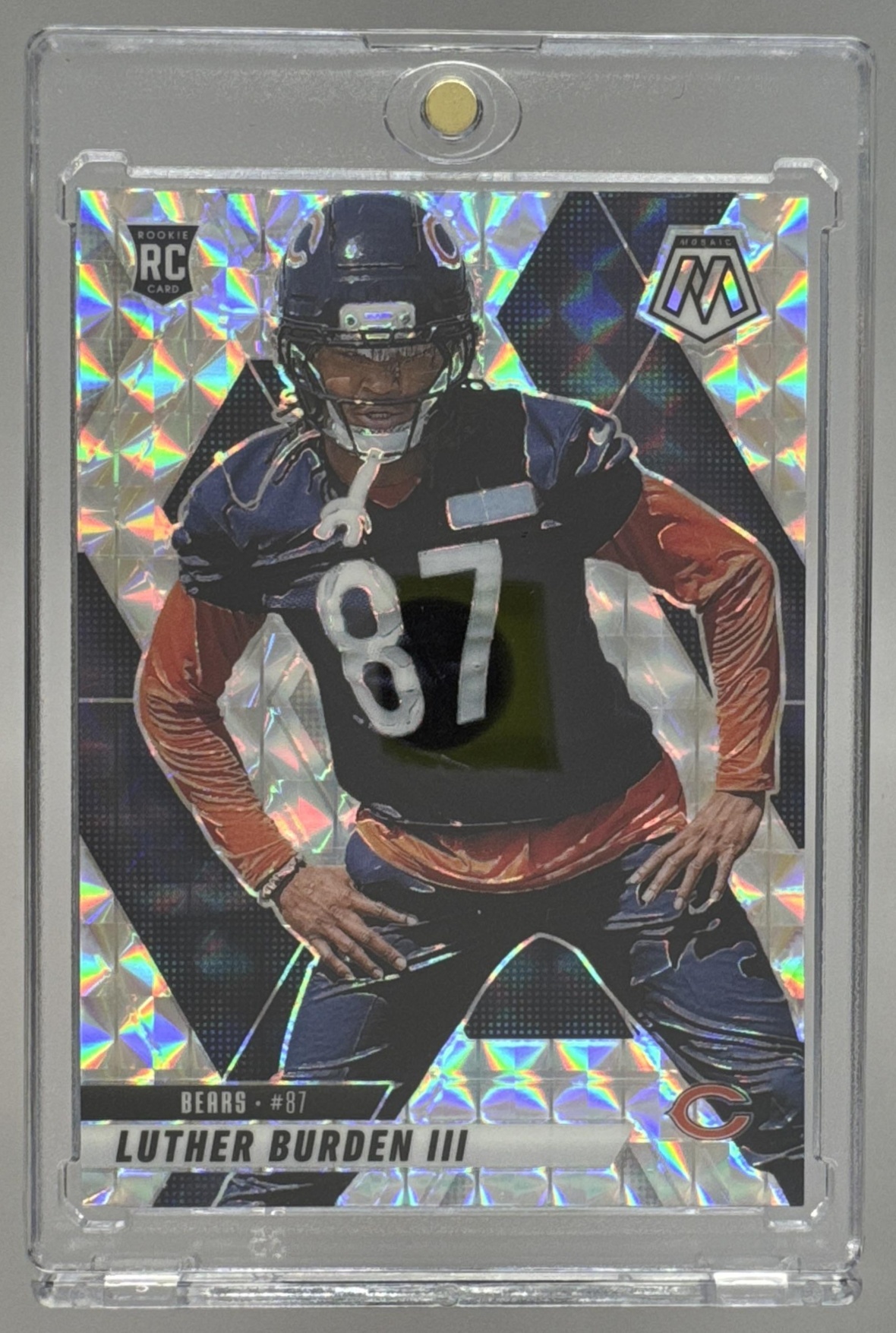 Card image for 2025 Panini Mosaic Luther Burden III Rookies Silver Prizm #383 RC Bears