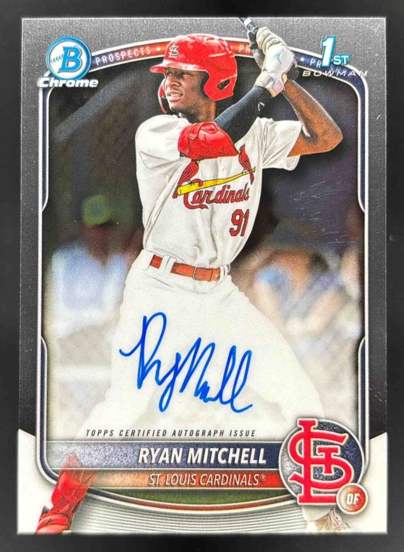 Card image for 2025 Bowman Draft Ryan Mitchell Chrome Prospect Auto #CPA-RM Cardinals