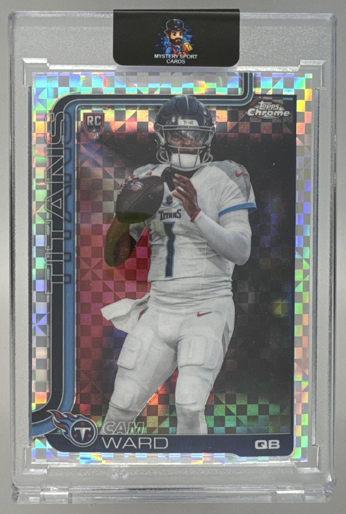 Card image for 2025 Topps Football Chrome Cam Ward Rookie #314 RC Tennessee Titans