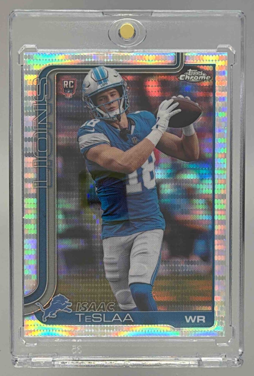 Card image for 2025 Topps Football Chrome Isaac TeSlaa Rookie #320 RC Detroit Lions